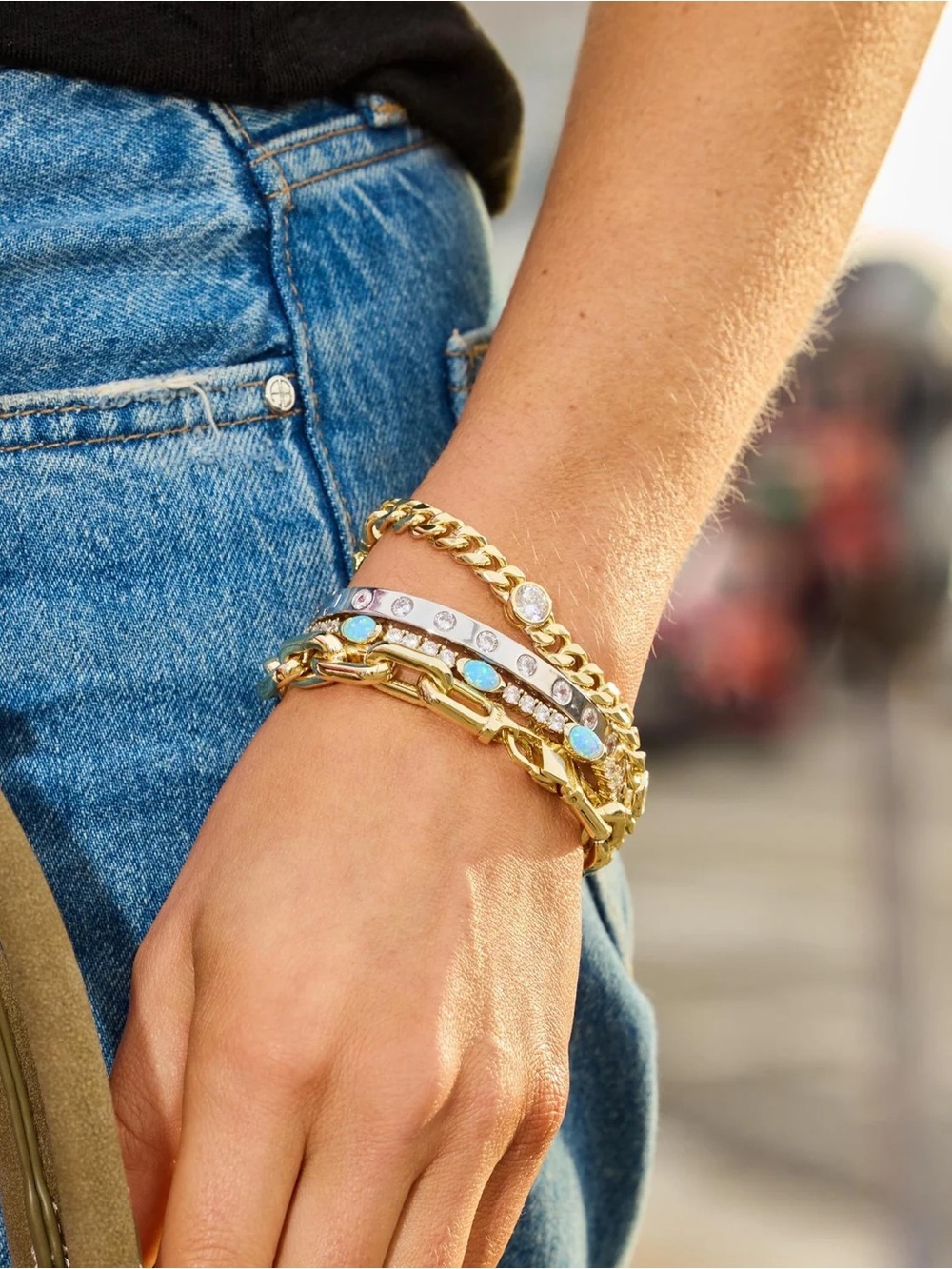 Melinda Maria Silver Bracelet with Blue Opal and Diamondette Accents - Picture 3 of 5
